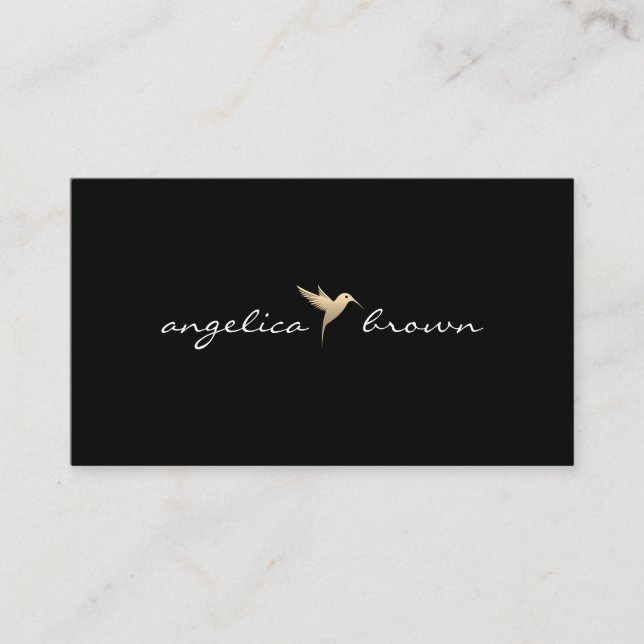 Elegant Faux Gold Humming Bird Business Card (Front)