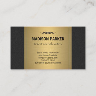 Elegant Faux Gold Label Leather Business Card