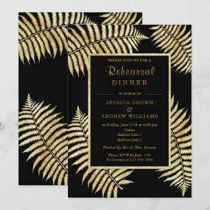 Elegant Faux Gold Leaf Bracken Wedding Invitation