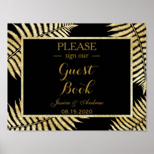 Elegant Faux Gold Leaf Bracken Wedding Poster