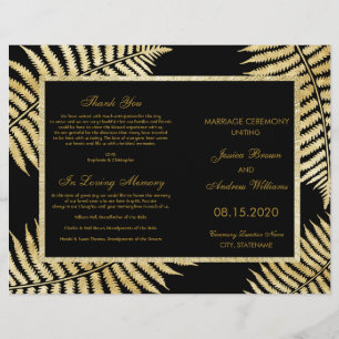 Elegant Faux Gold Leaf Bracken Wedding Program