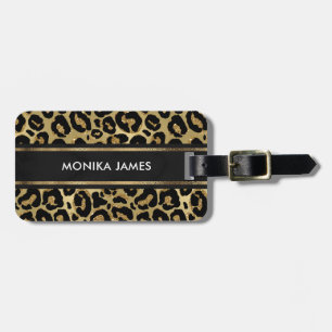 Elegant Faux Gold Leopard Animal Print Custom Luggage Tag
