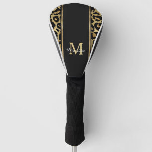 Elegant Faux Gold Leopard Animal Print Personised Golf Head Cover