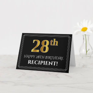 Elegant Faux Gold Look "28th" Birthday + Name Card