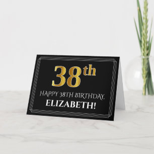 Elegant Faux Gold Look "38th" Birthday + Name Card
