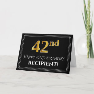 Elegant Faux Gold Look "42nd" Birthday + Name Card