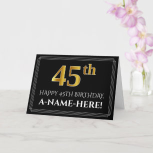 Elegant Faux Gold Look "45th" Birthday + Name Card