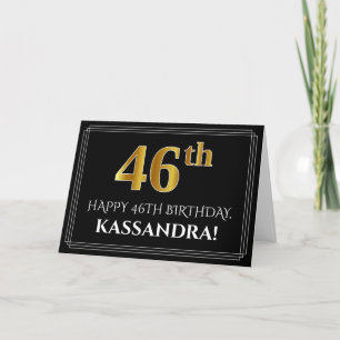 Elegant Faux Gold Look "46th" Birthday + Name Card