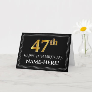 Elegant Faux Gold Look "47th" Birthday + Name Card