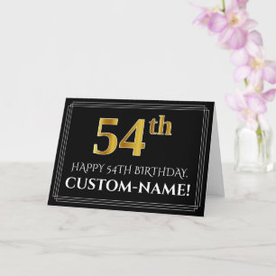 Elegant Faux Gold Look "54th" Birthday + Name Card
