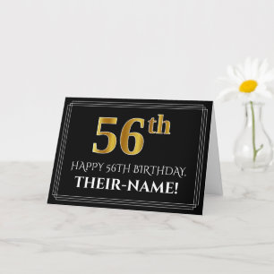 Elegant Faux Gold Look "56th" Birthday + Name Card