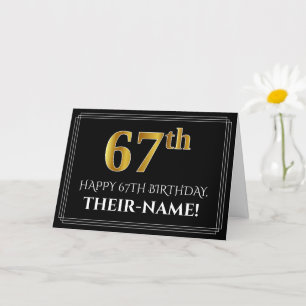 Elegant Faux Gold Look "67th" Birthday + Name Card