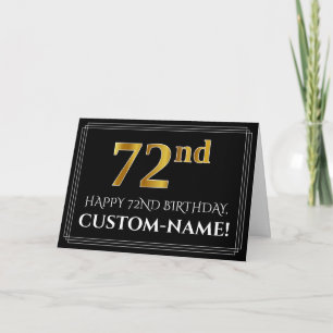 Elegant Faux Gold Look "72nd" Birthday + Name Card