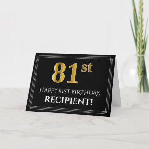 Elegant Faux Gold Look "81st" Birthday + Name Card