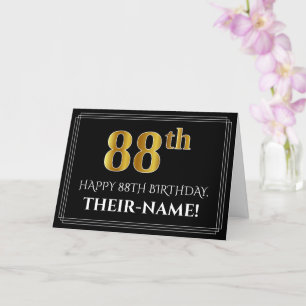 Elegant Faux Gold Look "88th" Birthday + Name Card