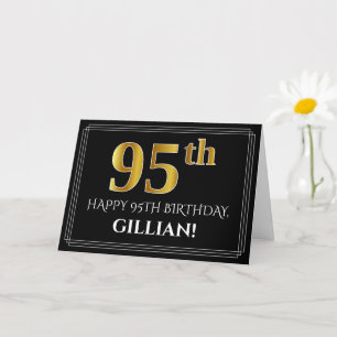 Elegant Faux Gold Look "95th" Birthday + Name Card