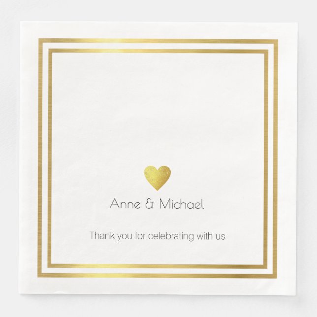 Elegant faux gold love wedding celebration napkin (Front)