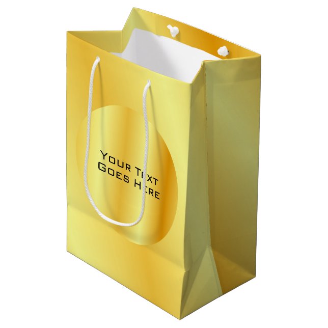 Elegant Faux Gold Metallic Look Add Text Template Medium Gift Bag (Front Angled)