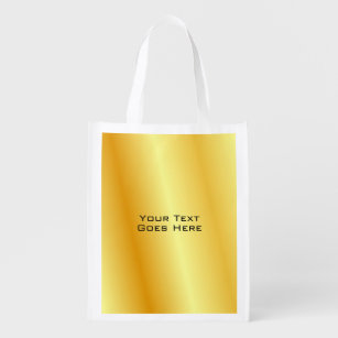 Elegant Faux Gold Metallic Look Template Add Text Reusable Grocery Bag