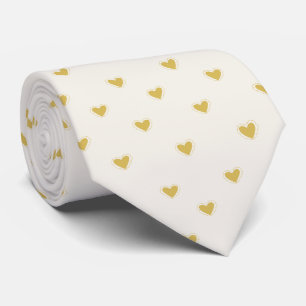 Elegant Faux Gold Miniature Hearts Pattern Cream N Tie
