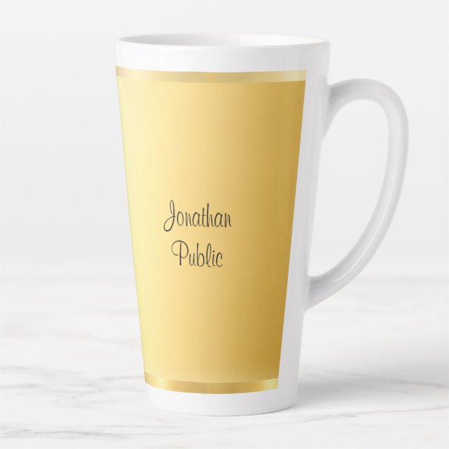 Elegant Faux Gold Modern Handwritten Script Latte Mug (Right)