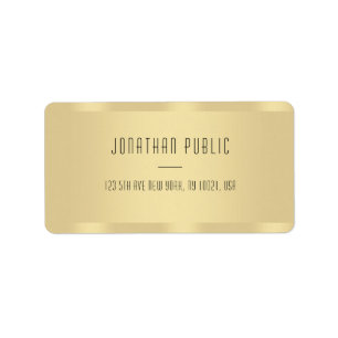 Elegant Faux Gold Modern Minimalist Template Label