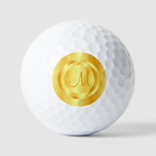 Elegant Faux Gold Modern Monogram Custom Template Golf Balls (Front)