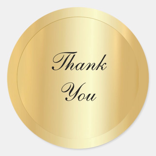 Elegant Faux Gold Modern Template Thank You Text Classic Round Sticker (Front)