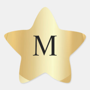 Elegant Faux Gold Monogram Template Custom Star Sticker