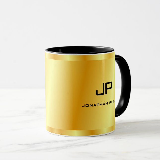 Elegant Faux Gold Monogram Template Trendy Mug (Front Right)