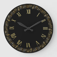 Elegant Faux Gold Musical Notes | Wall Clock