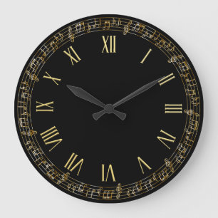 Elegant Faux Gold Musical Notes   Wall Clock