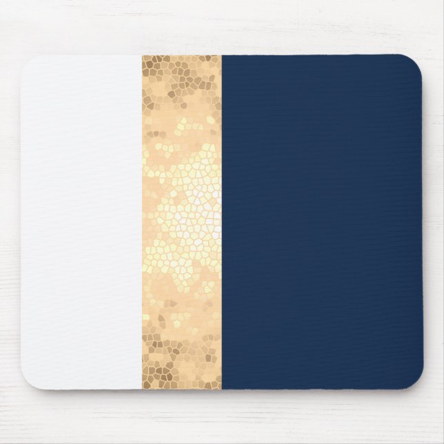 elegant faux gold, navy blue, white stripes mouse mat (Front)