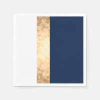 elegant faux gold, navy blue, white stripes