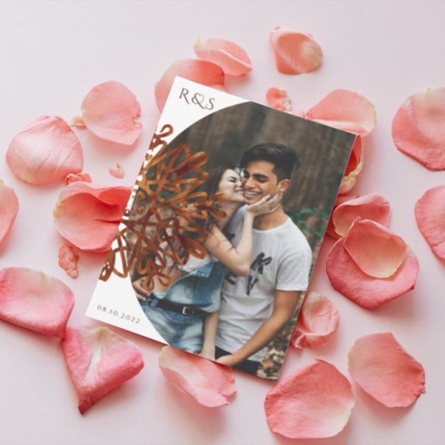 Elegant Faux Gold ornental photo wedding Invitation (Creator Uploaded)