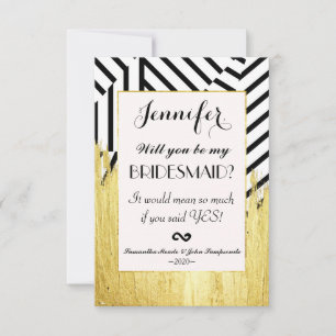 Elegant Faux Gold Paint Strokes & Stripes Pattern Invitation