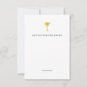 Elegant Faux Gold Palm Tree Advice for the Bride Card