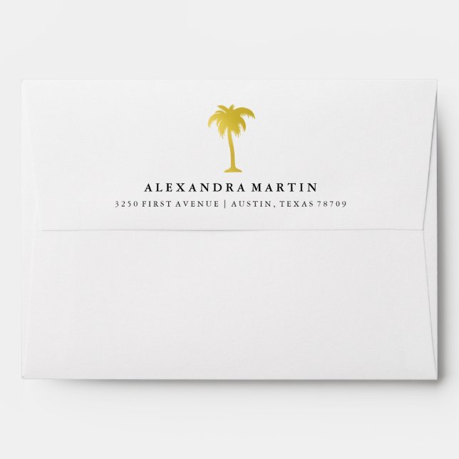 Elegant Faux Gold Palm Tree Envelopes (Back (Top Flap))