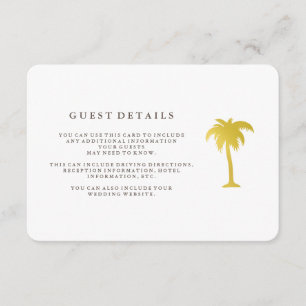 Elegant Faux Gold Palm Tree Guest Details Green Enclosure Card