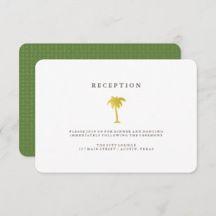 Elegant Faux Gold Palm Tree Reception Green Invitation