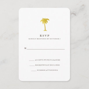 Elegant Faux Gold Palm Tree RSVP   Green