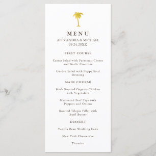 Elegant Faux Gold Palm Tree Wedding Menu   Green