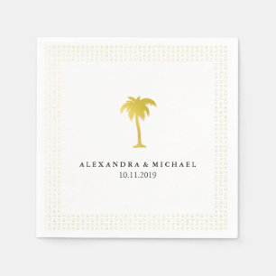 Elegant Faux Gold Palm Tree Wedding Napkin