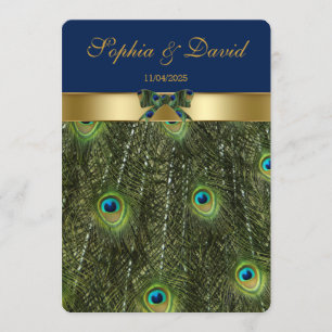 Elegant Faux Gold Peacock Wedding Monogram Invitation