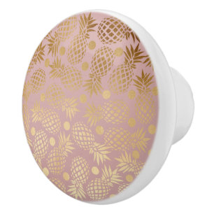 elegant faux gold pineapple pattern polka dots ceramic knob