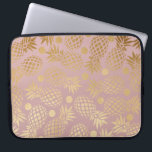 elegant faux gold pineapple pattern polka dots laptop sleeve<br><div class="desc">Stylish and trendy faux gold pineapple and polka dots pattern of a light dusty pink background.</div>
