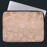 elegant faux gold pineapple pattern polka dots laptop sleeve<br><div class="desc">Stylish and trendy faux gold pineapple and polka dots pattern of a light dusty pink background.</div>