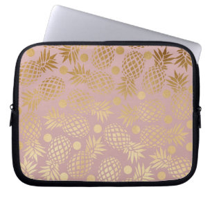 elegant faux gold pineapple pattern polka dots laptop sleeve