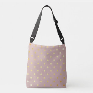 elegant faux gold pink polka dots crossbody bag