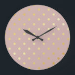 elegant faux gold pink polka dots large clock<br><div class="desc">Elegant and modern polka dots design.</div>